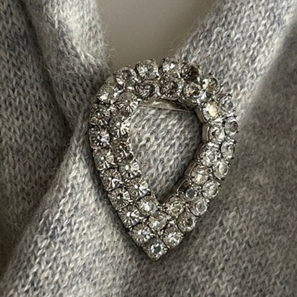 Vintage MUSI Rhinestone Fur Clip Brooch Hollywood Regency Signed Jewelry